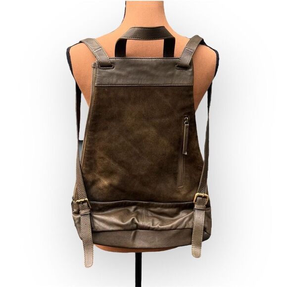 Free People x We The Free, Sage Backpack in Bitter Olive, Leather & Suede main image 10